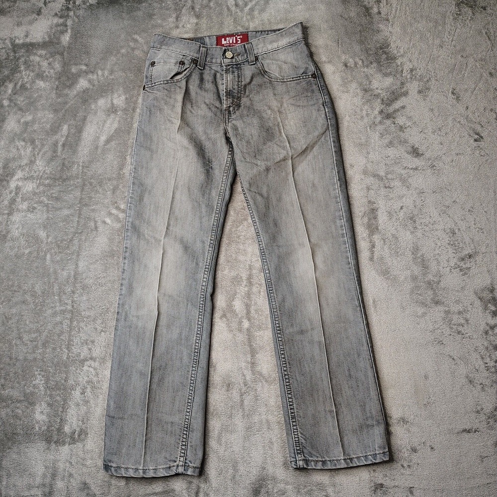 Levis 505 Jeans Womens 26x26.5 Gray Straight Leg Stretch Pants Cotton‎